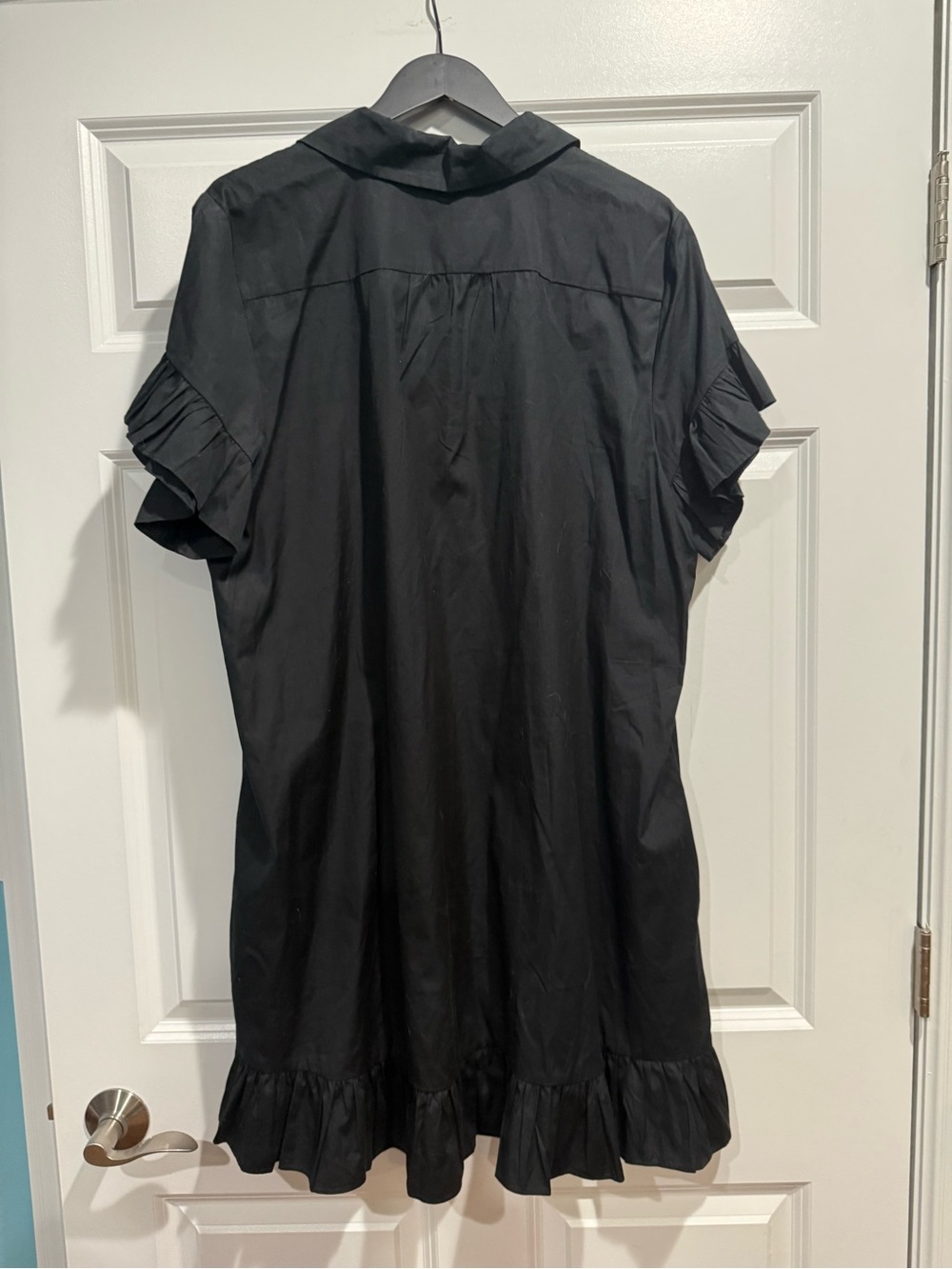 J.Crew Ruffle Hem Shirt Dress in Cotton Poplin Black Size XL NWT - Picture 7 of 7